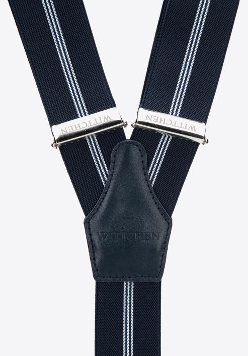 Bretele bărbați pentru pantaloni, bleumarin - alb, 95-SZ-001-X9, Fotografie 2