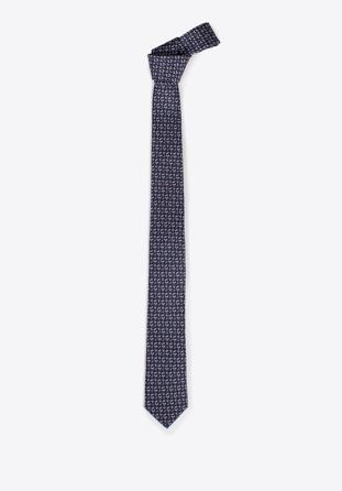 Cravată din mătase cu model, bleumarin - alb, 97-7K-001-X1, Fotografie 1