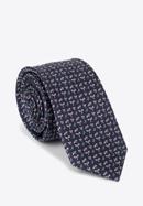 Cravată din mătase cu model, bleumarin - alb, 97-7K-001-X2, Fotografie 1