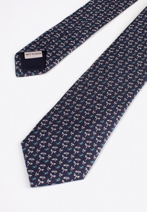 Cravată din mătase cu model, bleumarin - alb, 97-7K-001-X2, Fotografie 4