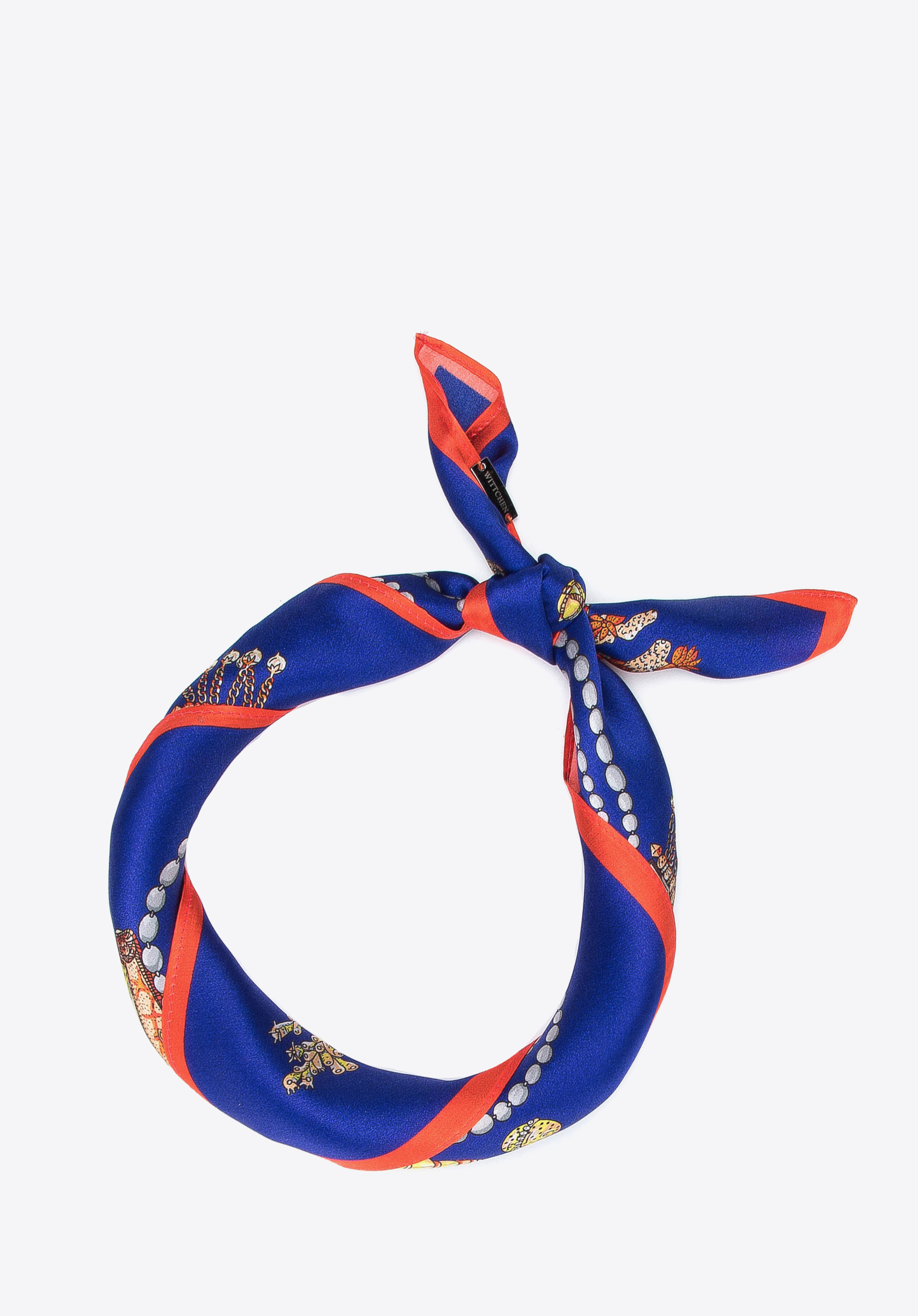 Eşarfă de damă cu model nautic, bleumarin-auriu, 100-7D-S20-X41, Fotografie 1
