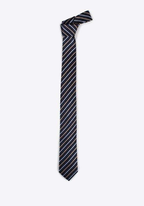 Cravată din mătase cu model, bleumarin - bej, 97-7K-001-X7, Fotografie 2