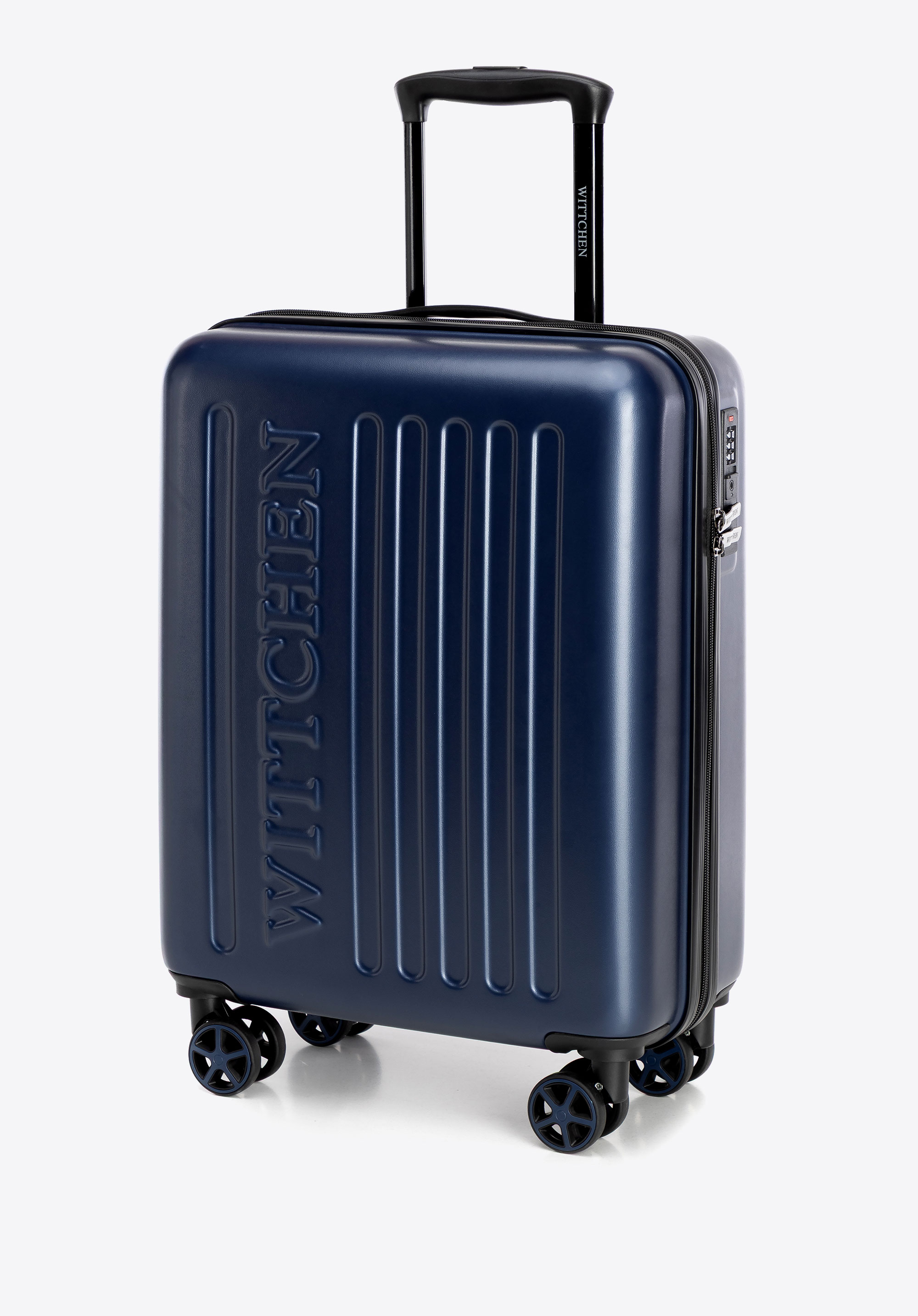 Valiză ABS pentru cabină cu logo în relief, bleumarin, 56-3A-501-90, Fotografie 1