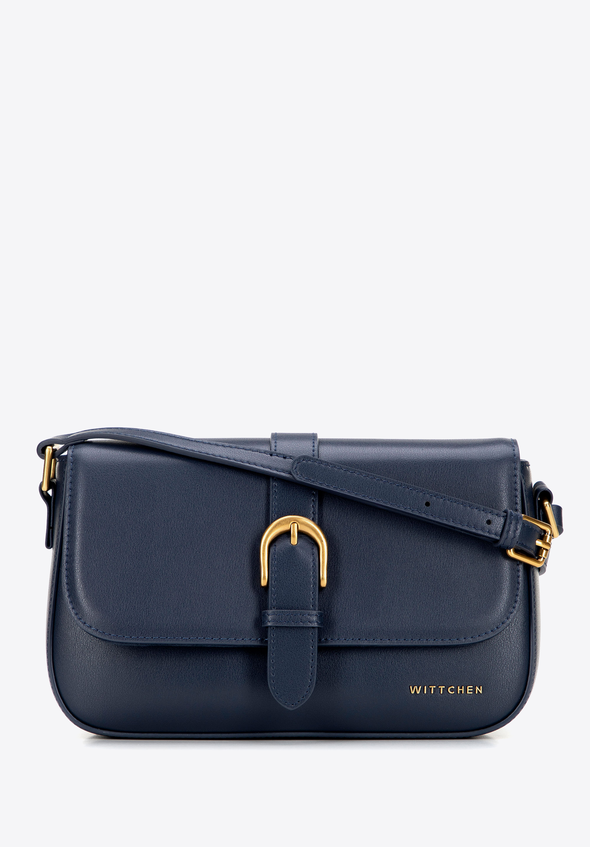 Geantă crossbody din piele cu curea decorativă, bleumarin, 101-4E-601-7, Fotografie 1