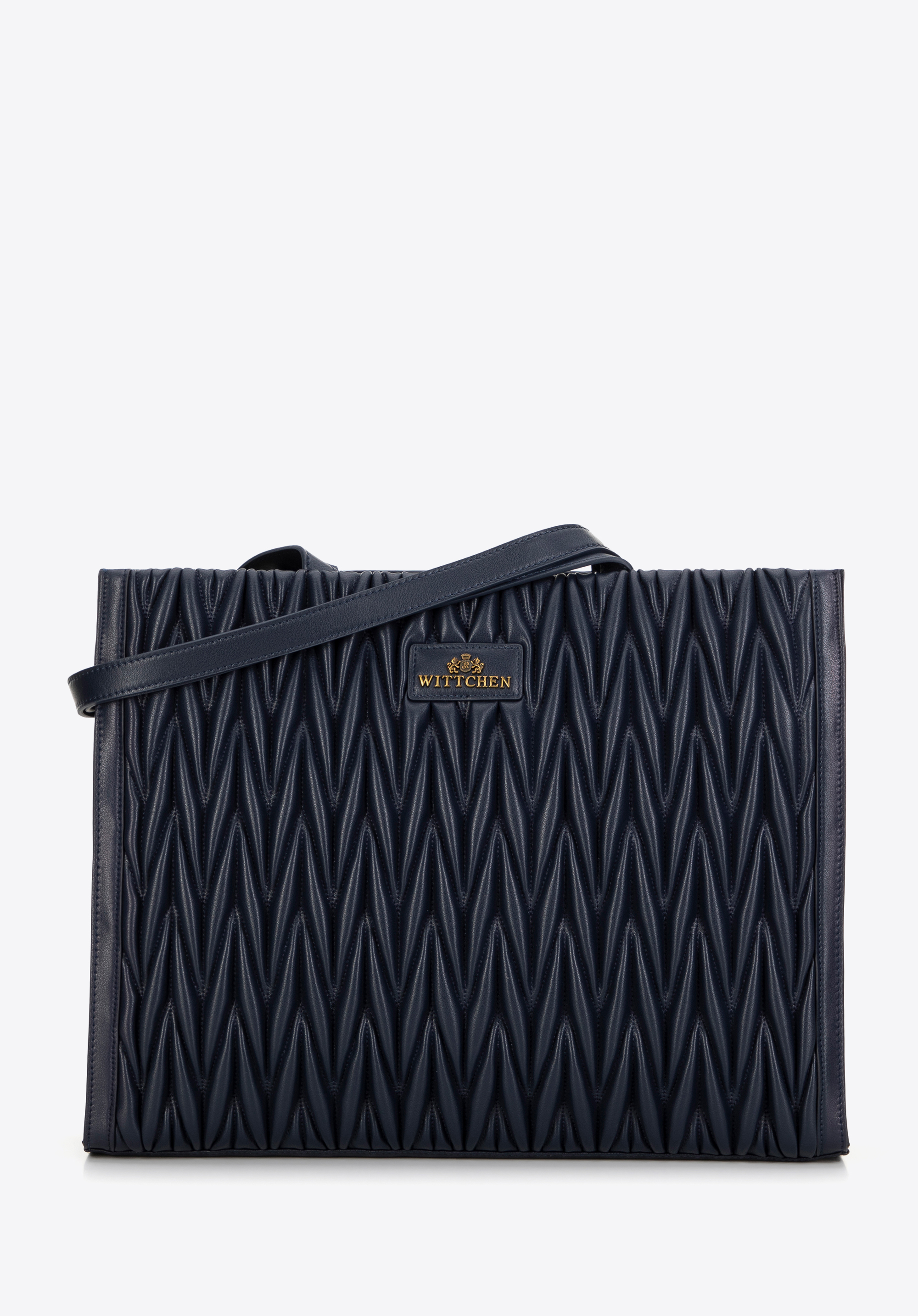 Geantă shopper verticală matlasată pentru femei, bleumarin, 99-4E-601-7, Fotografie 1