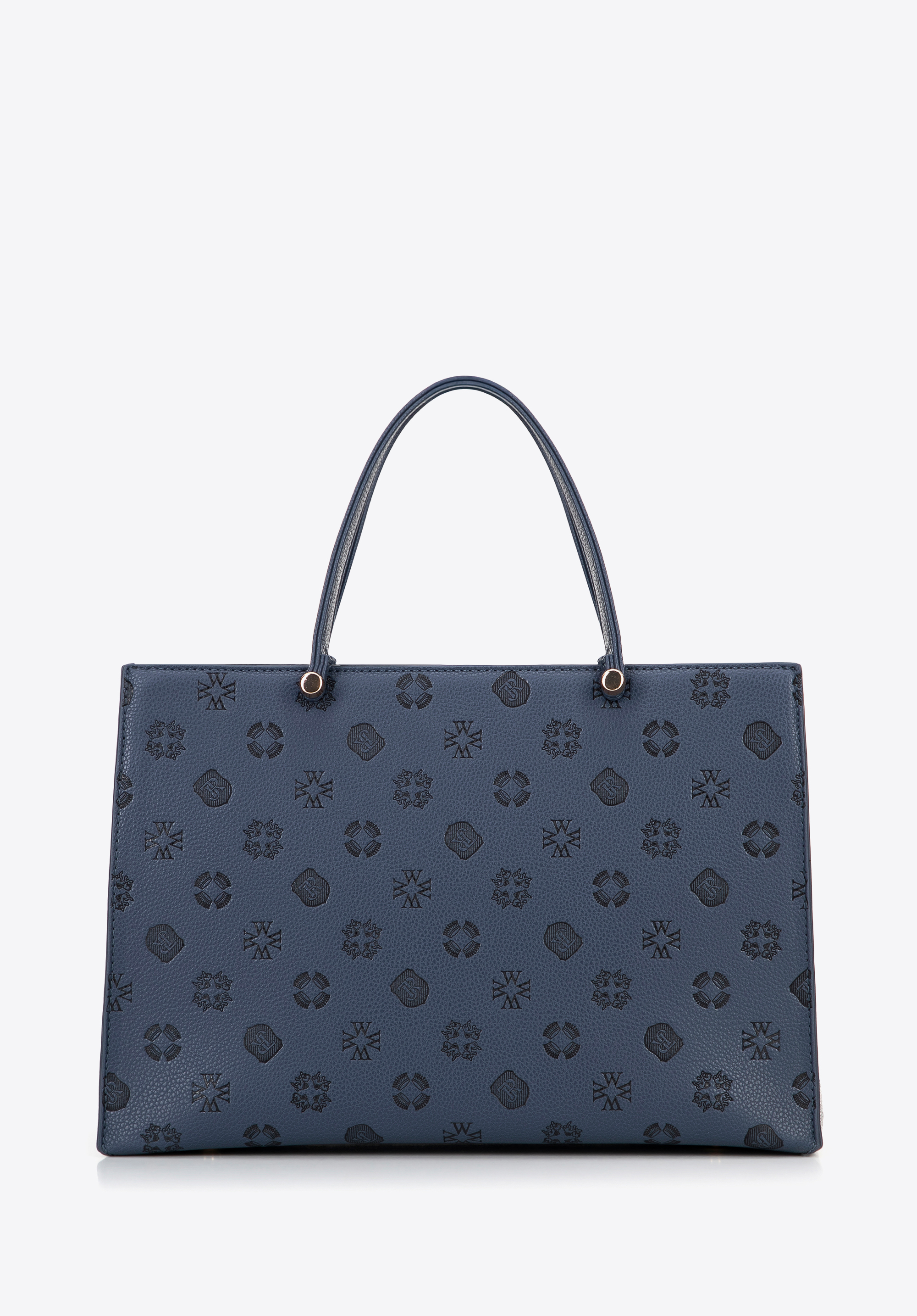 Geantă tote din piele ecologică cu relief, bleumarin, 101-4Y-P02-7, Fotografie 1