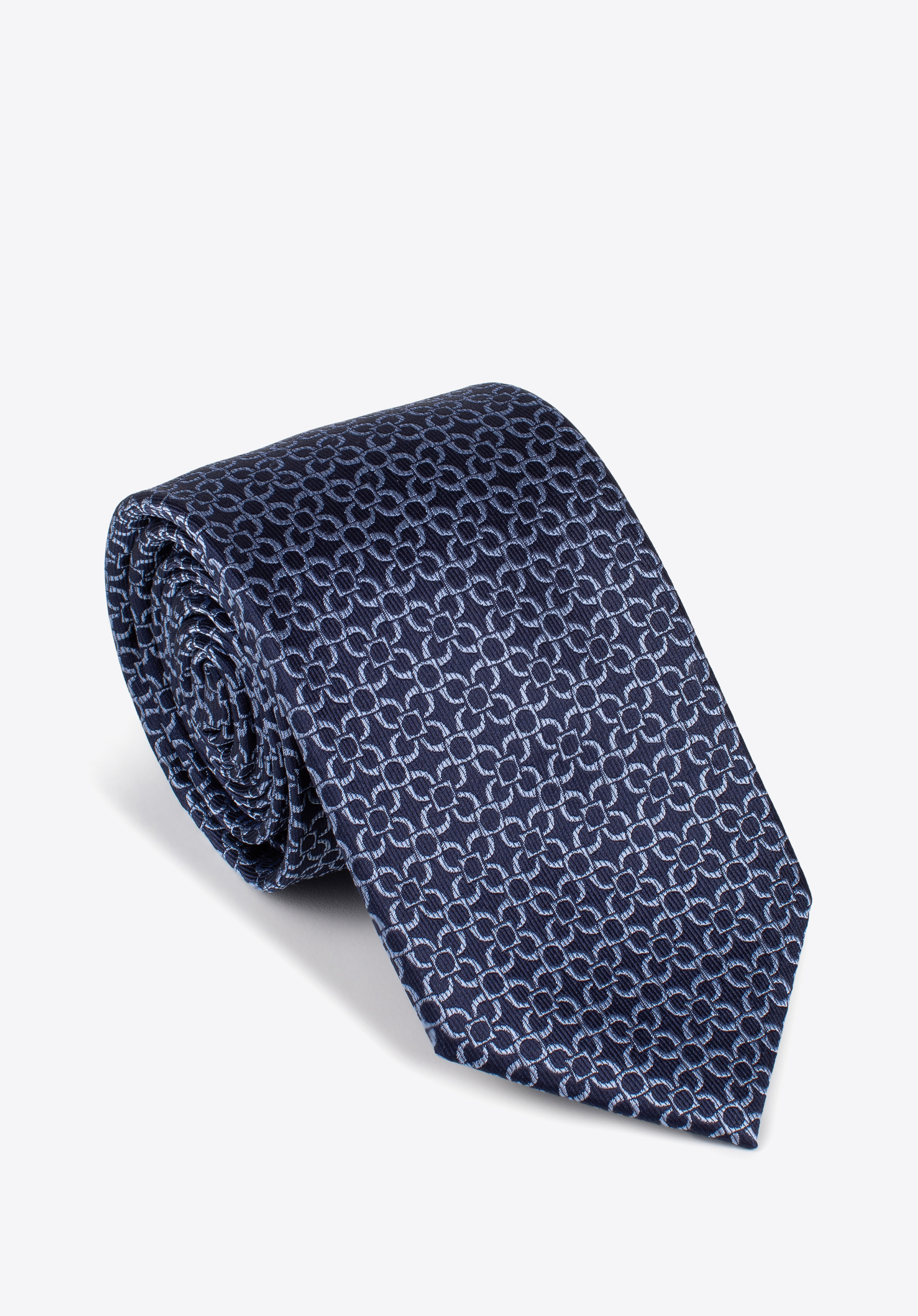Cravata de matase cu model, bleumarin - gri, 97-7K-002-X4, Fotografie 1