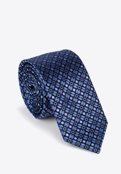 Cravată din mătase cu model, bleumarin - gri, 97-7K-001-X11, Fotografie 1