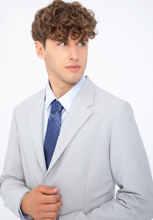 Cravată din mătase cu model, bleumarin - gri, 97-7K-001-X15, Fotografie 1