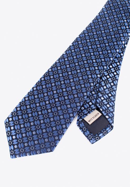 Cravată din mătase cu model, bleumarin - gri, 97-7K-001-X11, Fotografie 4