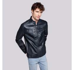 Jachetă clasică din piele pentru bărbați, bleumarin, 92-9P-150-7-M, Fotografie 1