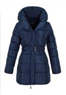 Jachetă în puf pentru femei cu curea și guler înalt, bleumarin, 97-9D-400-N-2XL, Fotografie 30