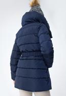 Jachetă în puf pentru femei cu curea și guler înalt, bleumarin, 97-9D-400-N-2XL, Fotografie 4