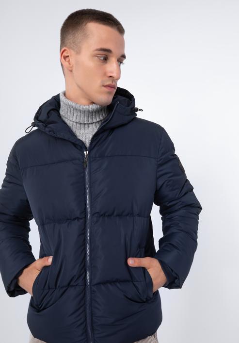 Jachetă cu glugă pentru bărbați, bleumarin, 97-9D-952-N-XL, Fotografie 2