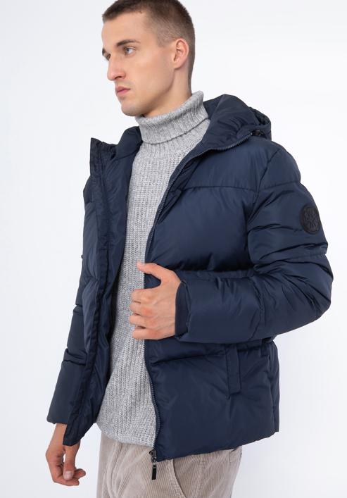 Jachetă cu glugă pentru bărbați, bleumarin, 97-9D-952-1-L, Fotografie 3