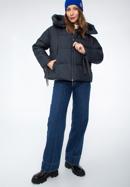 Jachetă de damă supradimensionată matlasată, cu manșete pe mâneci, bleumarin, 97-9D-401-N-XS, Fotografie 8