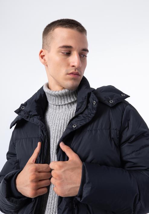 Jachetă de puf matlasată pentru bărbați, cu glugă, bleumarin, 97-9D-451-1-XL, Fotografie 7