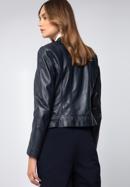 Jachetă din piele clasică pentru femei, bleumarin, 97-09-804-5-L, Fotografie 4