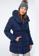 Jachetă în puf pentru femei cu curea și guler înalt, bleumarin, 97-9D-400-Z-XL, Fotografie 2