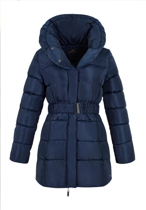 Jachetă în puf pentru femei cu curea și guler înalt, bleumarin, 97-9D-400-Z-XL, Fotografie 30