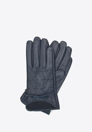 Mănuși de damă din piele perforată, bleumarin, 45-6-519-GC-L, Fotografie 1