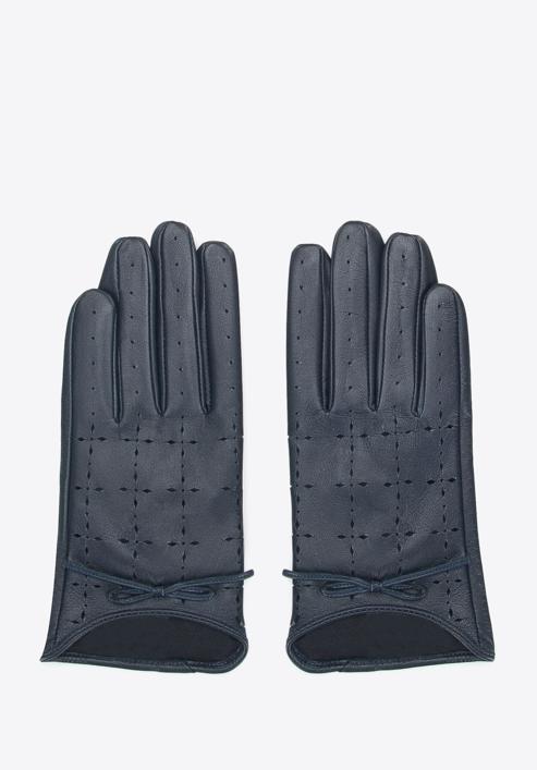 Mănuși de damă din piele perforată, bleumarin, 45-6-519-GC-S, Fotografie 3