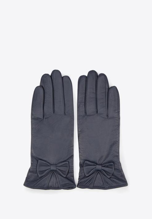 Mănuși de piele de damă cu fundă, bleumarin, 39-6-550-GC-L, Fotografie 3