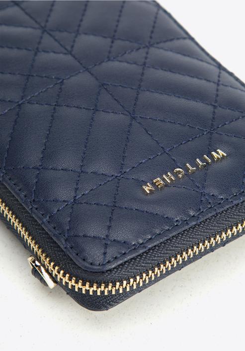 Mini geanta din piele matlasată, bleumarin, 95-2E-663-3, Fotografie 4