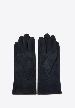 Mănuși de damă din piele întoarsă cu cusături, bleumarin închis, 44-6-912-TQ-S, Fotografie 1
