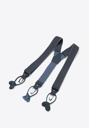Bretele bărbați pentru pantaloni, bleumarin - negru, 95-SZ-001-X15, Fotografie 1