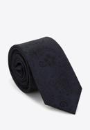 Cravată din mătase cu model, bleumarin - negru, 97-7K-001-X7, Fotografie 1