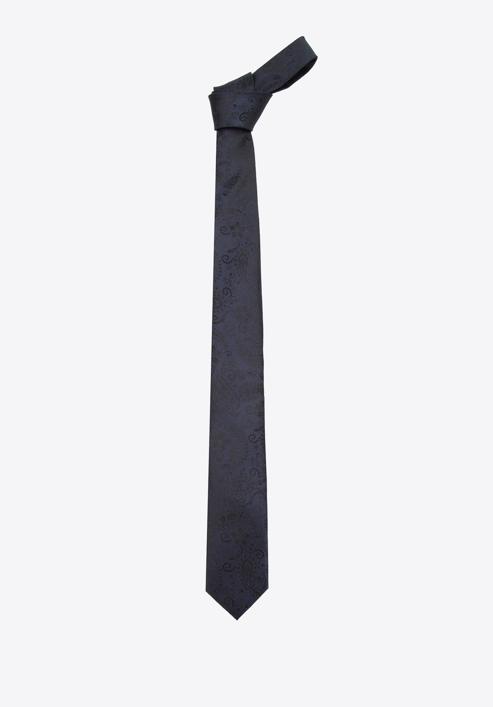 Cravată din mătase cu model, bleumarin - negru, 97-7K-001-X2, Fotografie 2