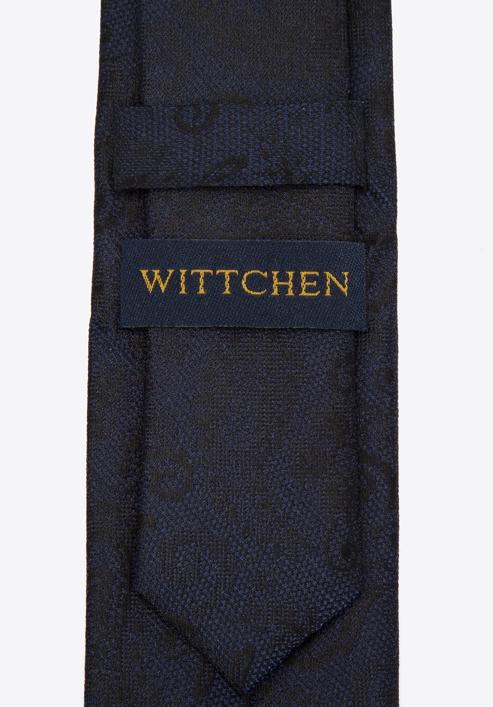 Cravată din mătase cu model, bleumarin - negru, 97-7K-001-X2, Fotografie 4