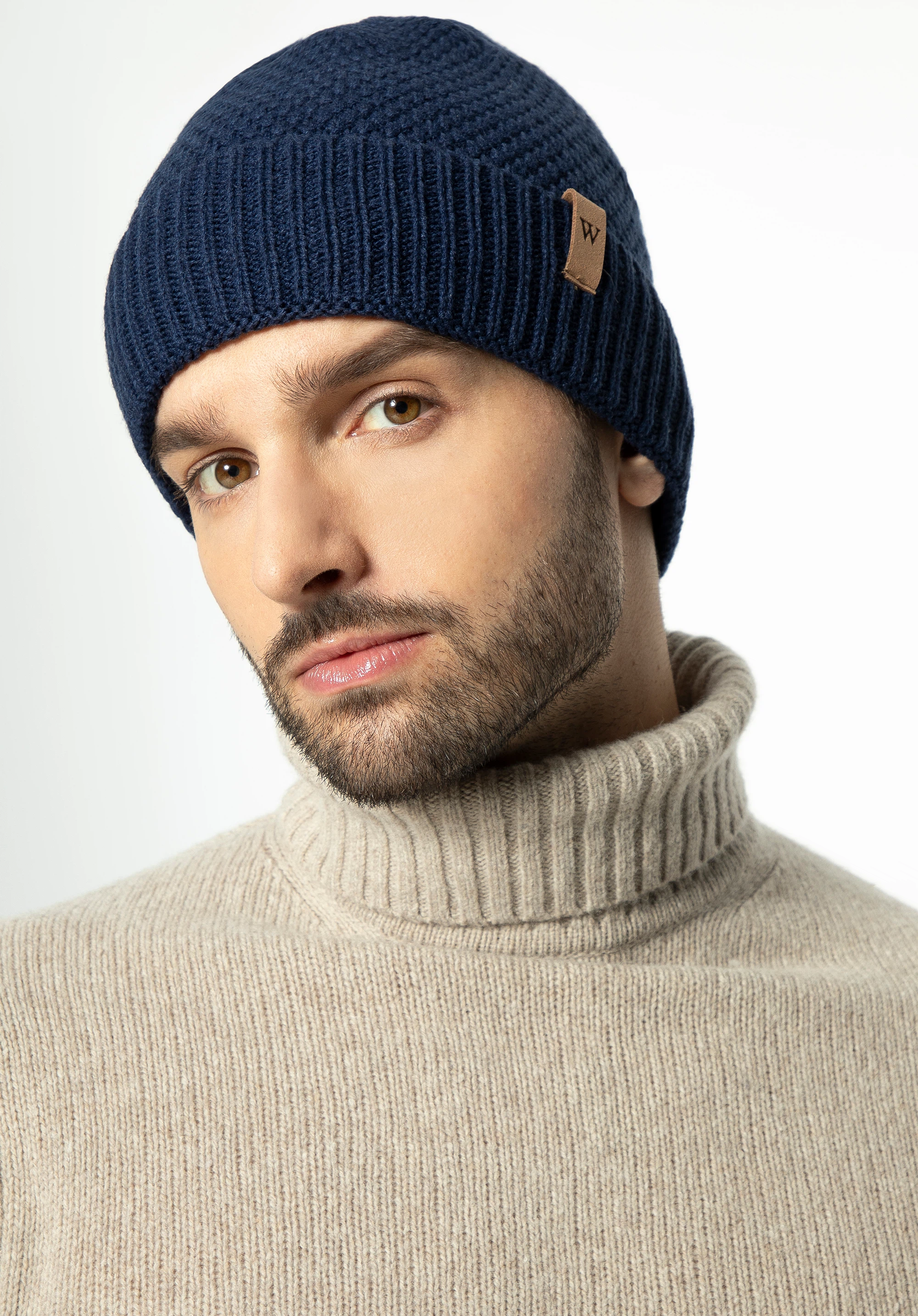 Palarie de iarnă din tricot texturat pentru bărbaţi, bleumarin, 99-HF-032-7, Fotografie 1