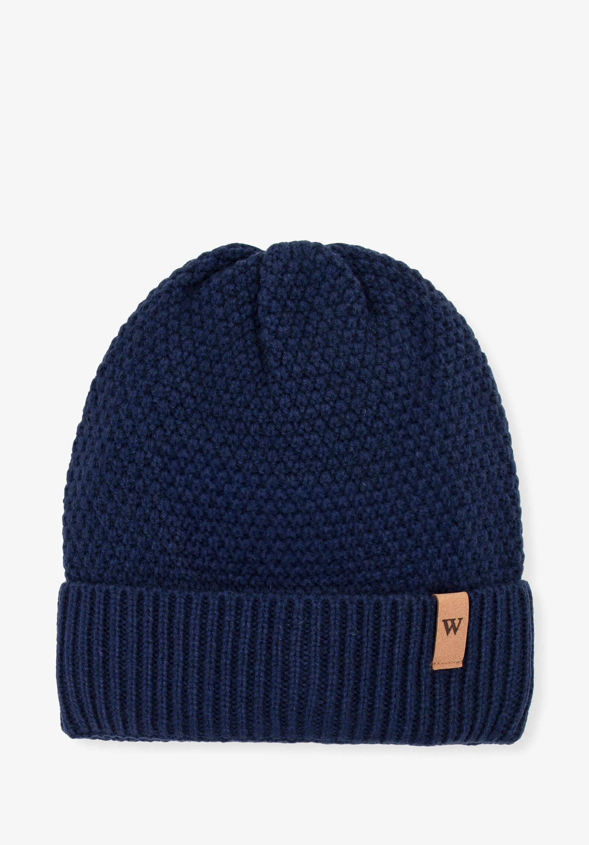 Palarie de iarnă din tricot texturat pentru bărbaţi, bleumarin, 99-HF-032-7, Fotografie 1