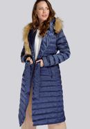Palton de puf de damă cu blană artificială asimetrică, bleumarin, 93-9D-408-1-2XL, Fotografie 2