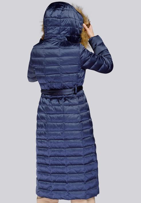 Palton de puf de damă cu blană artificială asimetrică, bleumarin, 93-9D-408-N-XS, Fotografie 5