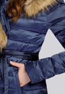 Palton de puf de damă cu blană artificială asimetrică, bleumarin, 93-9D-408-1-2XL, Fotografie 6