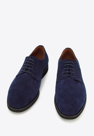 Pantofi bărbătești derby din piele întoarsă ștanțată, bleumarin, 94-M-905-N-40, Fotografie 1