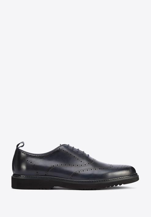 Pantofi bărbați Oxford din piele cu găuri pe talpă ușoară, bleumarin, 95-M-507-N-43, Fotografie 1