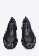 Pantofi bărbați Oxford din piele cu găuri pe talpă ușoară, bleumarin, 95-M-507-N-41, Fotografie 3