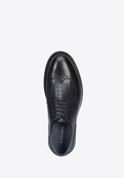 Pantofi bărbați din piele croco, bleumarin, 95-M-504-N-42, Fotografie 5