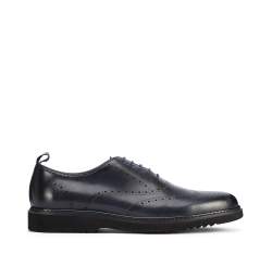 Pantofi bărbați Oxford din piele cu găuri pe talpă ușoară, bleumarin, 95-M-507-N-39, Fotografie 1