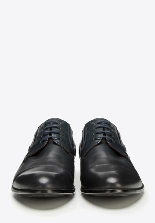 Pantofi de tip Derby bărbătești din piele cu bandă elastică, bleumarin, 90-M-908-7-39, Fotografie 1