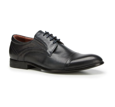 Pantofi de tip Derby bărbătești din piele cu bandă elastică, bleumarin, 90-M-908-4-39, Fotografie 1