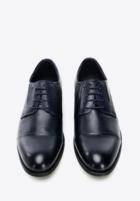 Pantofi derby de bărbați din piele cu elastice cusute, bleumarin, 96-M-507-N-41, Fotografie 2