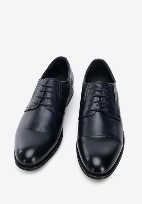 Pantofi derby de bărbați din piele cu elastice cusute, bleumarin, 96-M-507-4-43, Fotografie 3