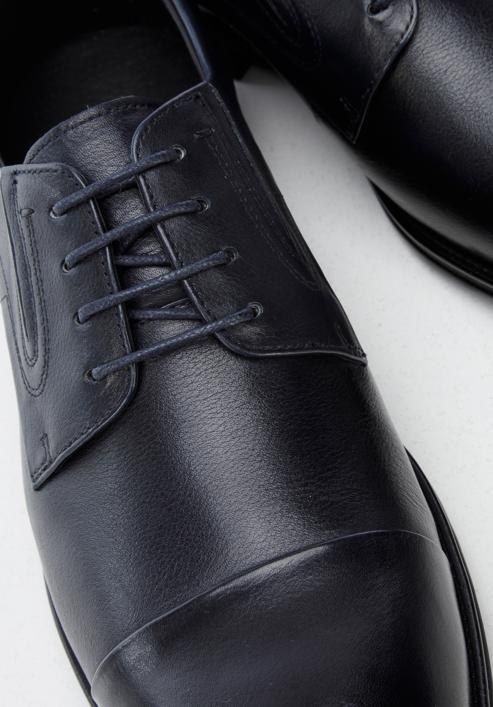 Pantofi derby de bărbați din piele cu elastice cusute, bleumarin, 96-M-507-4-42, Fotografie 7