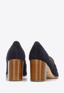 Pantofi din piele de căprioară cu lanț decorativ, bleumarin, 96-D-110-N-36, Fotografie 4