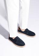 Pantofi din piele de căprioară pentru bărbați cu o talpă de coardă, bleumarin, 96-M-516-Z-40, Fotografie 15